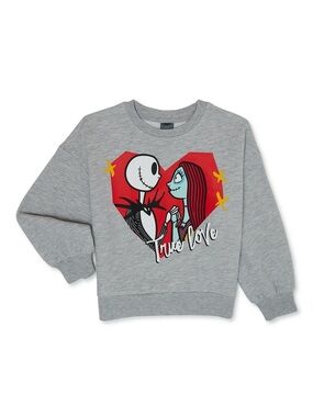 Disney Nightmare Before Christmas Girls Gray Sweater Size M (7-8) Jack And Sally